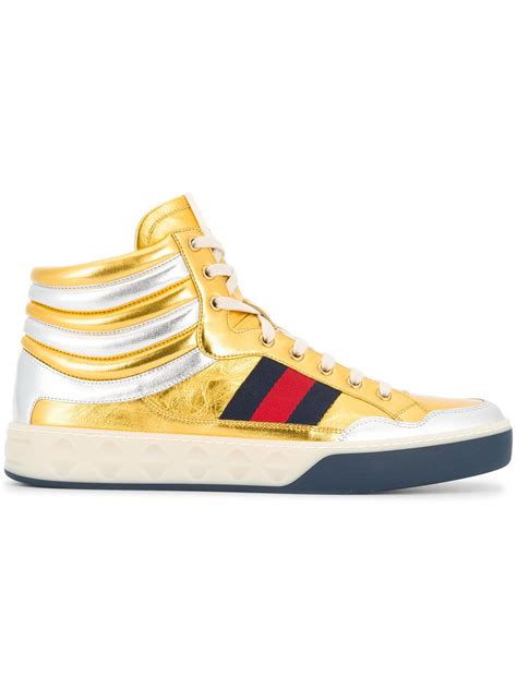 gold glitter gucci high tops|gucci high top shoes.